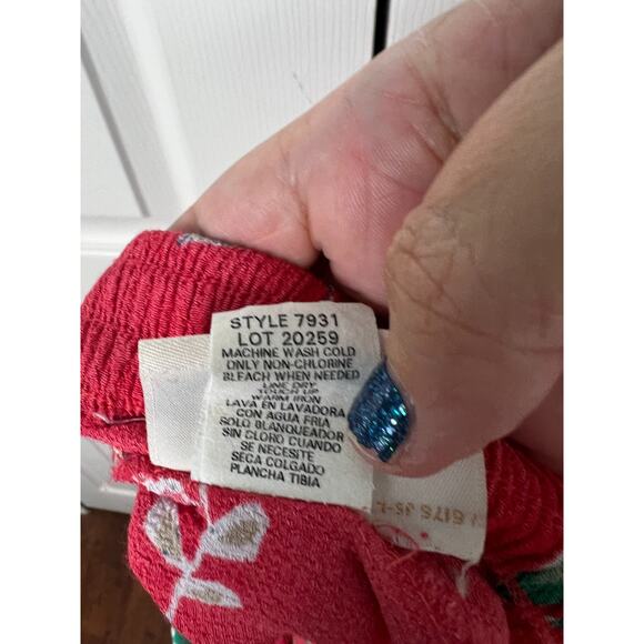 Vintage Jaclyn Smith Red Rayon Knee Length Floral Boho Skirt Women's Size Large - Picture 6 of 8